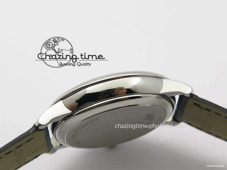 0212 De Ville MK 1:1 Best Edition SS Black Dial On Black Leather Asian Seagull T1701 (Sec@6) Unisex 8243